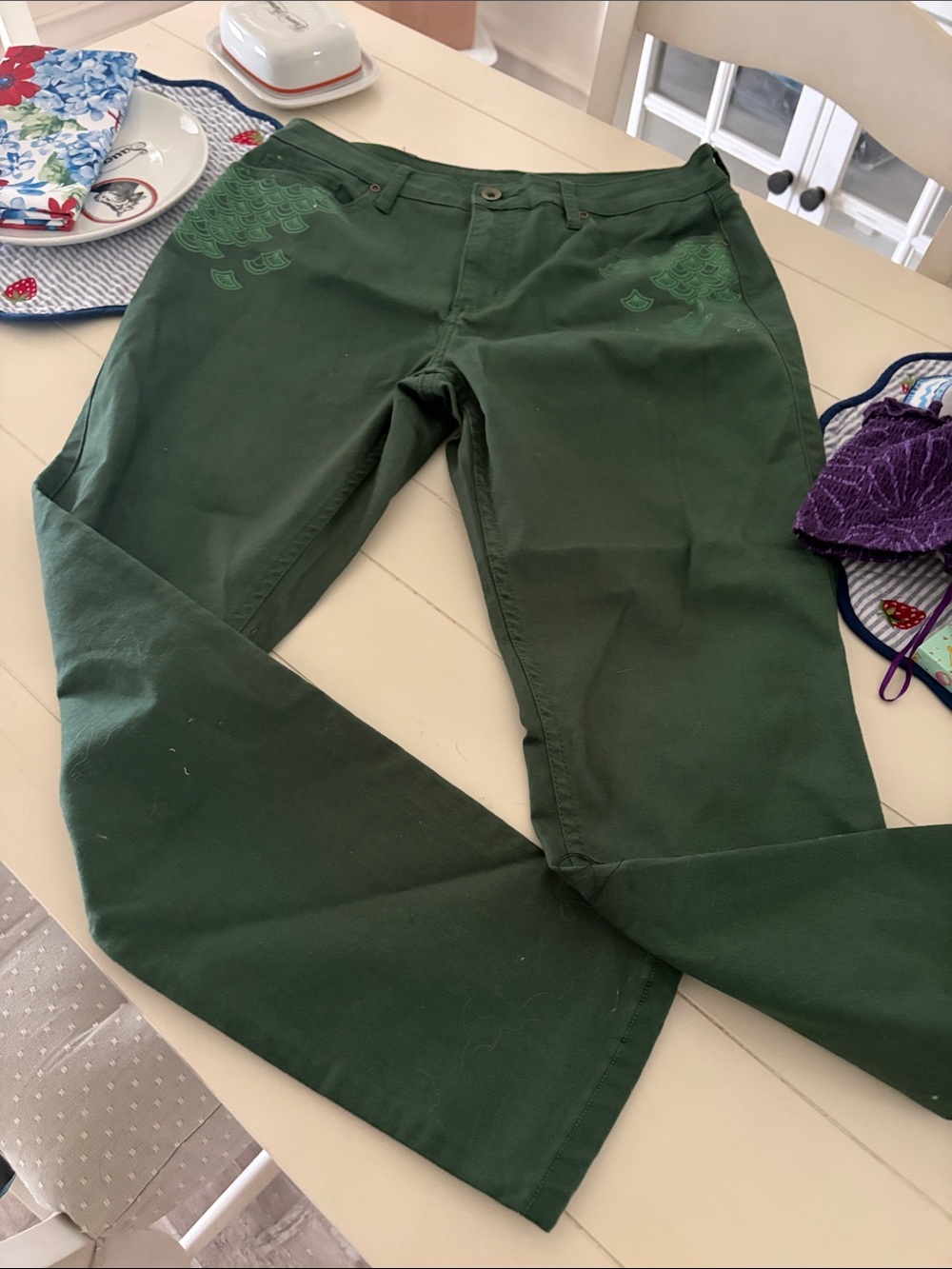 Her Universe Disney Little Mermaid Green Jeans with Embroidered Accents